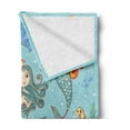 thumbnail image 2 of Mermaid Soft Flannel Fleece Throw Blanket, Composition Girls Different Types of Sea Creatures Marine Themed Print, Cozy Plush for Indoor and Outdoor Use, 70" x 90", Teal Orange, by Ambesonne, 2 of 5