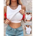 thumbnail image 5 of CHICME Womens Built in Bras Tank Tops Sleeveless Casual Shirts Racerback Ribbed Tank Top White-S, 5 of 8