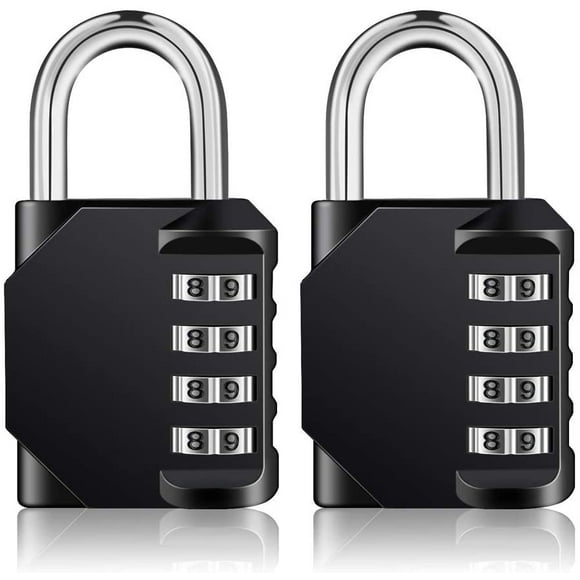 Padlock combination locks 2 pieces, locks with number code 4 digits, curtains combination lock locker for gym, combination padlocks weatherproof (black)