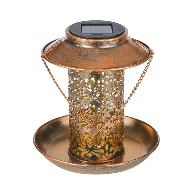 2In1 Hanging SolarPowered Wild Bird Feeder Lamp Solar Garden