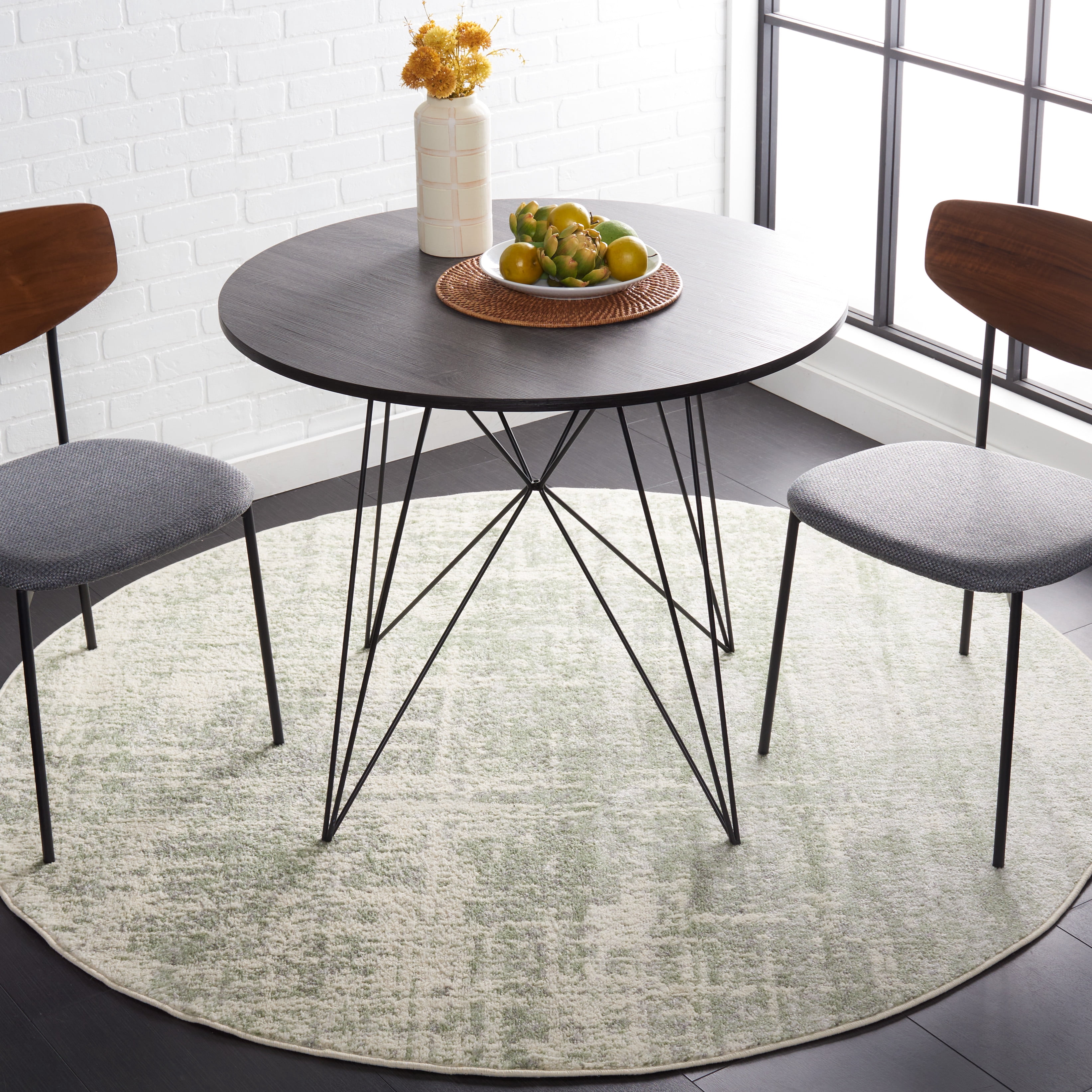 Safavieh Adirondack Boniface Distressed Area Rug, Sage/Ivory, 8' x 8' Round