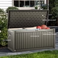 thumbnail image 5 of Dextrus 260 Gallon Extra Large Deck Box, Double-Wall Resin Outdoor Storage Box with Flexible Divider for Patio Garden, 1000lbs Load Capacity, Lockable & Waterproof (Light Brown), 5 of 9
