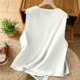 thumbnail image 4 of CheerKidz Women's Button-Down Camisole Tank Top Cotton and Linen Sleeveless Round Neck Blouse,Casual Summer Clothes 2025,Breathable Fashion Basic Soft(White,XL), 4 of 4