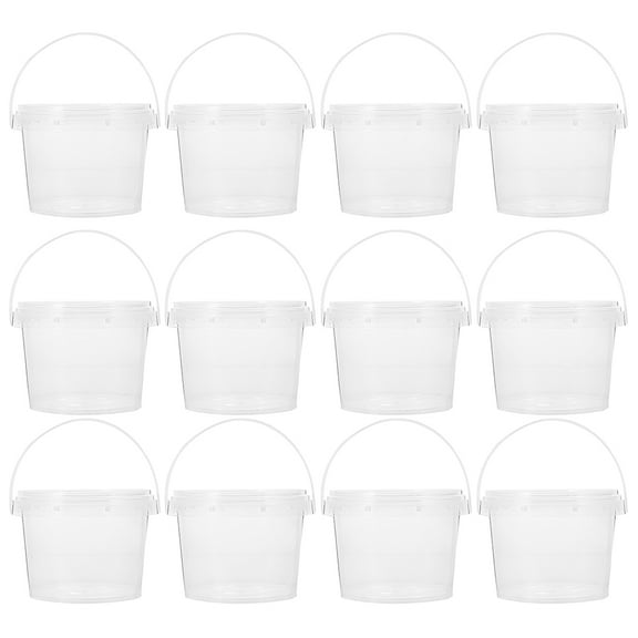 ULTNICE 12Pcs Clear Buckets with Lids for General Users 4.72X4.72X3.42in