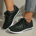 thumbnail image 2 of HEWUQI Women's Walking Running Shoes Lace up Quilting Tennis Casual Fashion Sneakers Comfortable Non Slip Work Sport Athletic Footwear Black Size 6, 2 of 6