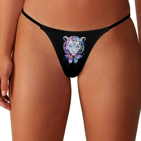 

Tiger and Butterfly Women s G-String Thongs Low Rise Hipster Underwear Stretch T-Back Panties