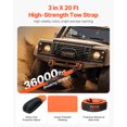 thumbnail image 2 of VEVOR Car Tow Cable Towing Strap Rope 36000 lbs 20 ft Emergency Heavy Duty Strap, 2 of 9