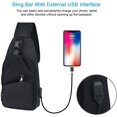 thumbnail image 3 of Bolso de hombro para hombre, bolso de pecho negro con puerto de carga USB y puerto para auriculares, mochila de viaje unisex, 3 of 5