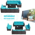 thumbnail image 4 of 2 Sets of 6-Piece PE Rattan Patio Furniture Set, Waterproof Wicker Sectional Sofa with Coffee Table & Cushions, Outdoor Conversation Set for Garden/Poolside,greenb, 4 of 8