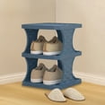 thumbnail image 6 of AuroraX 3 Tier Shoe Rack Blue Narrow Stackable Small Shoe Rack Organizer Space-Saving Free Standing Corner Sturdy Vertical Minimalist Stylish Shoe Storage Organizer for Closet,Entryway,Door, 6 of 6