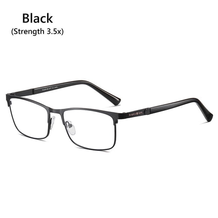 +1.0~+4.0 Reading Eyeglasses Stainless Steel Anti Blue Light Readers Glasses Reading Glasses for Men & Women Men's Presbyopic Optical Glasses BLACK STRENGTH 3.5X