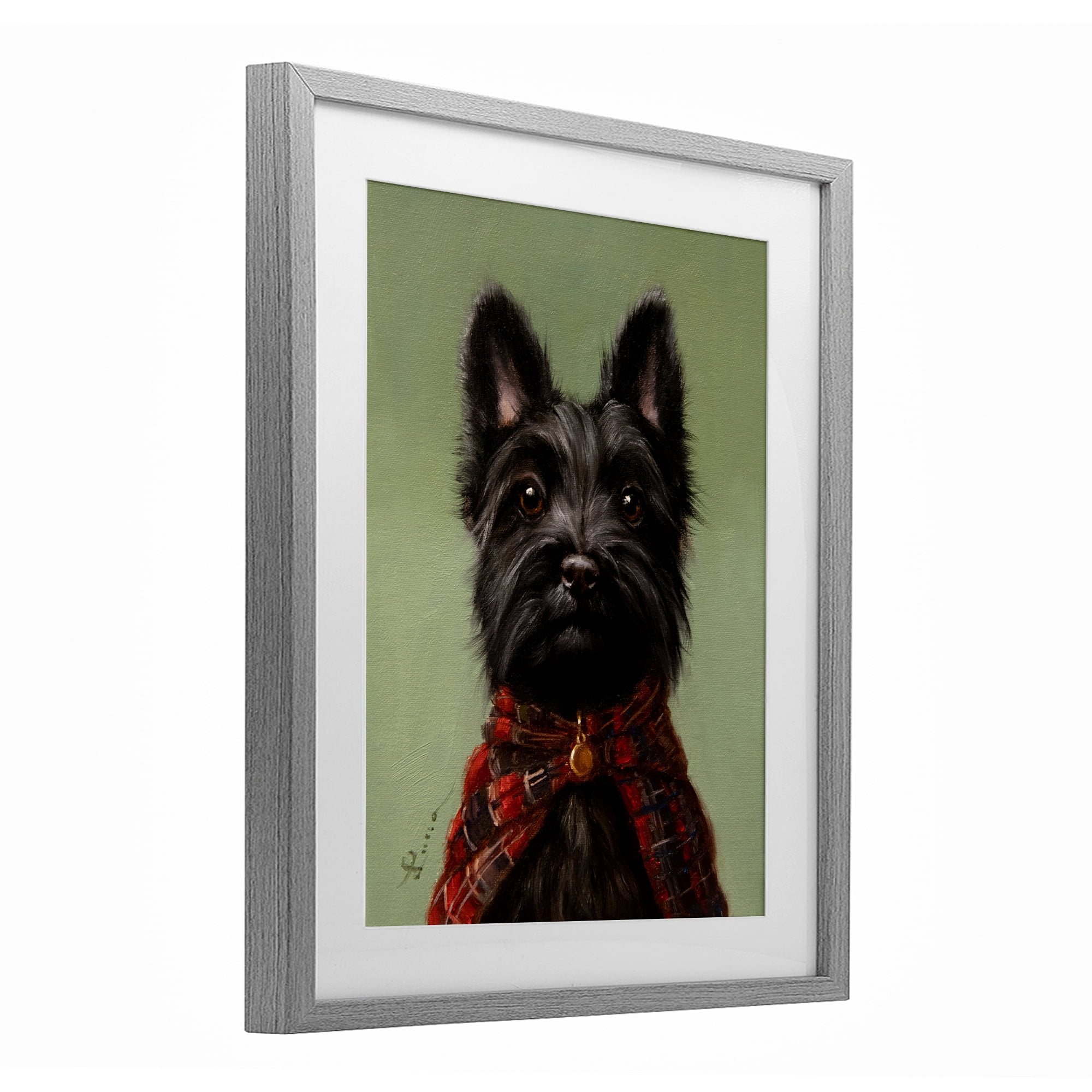 Stupell Industries The Scot Scottish Terrier Gray Framed Print Under Glass, design by Lucia Heffernan