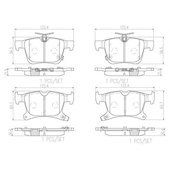 Brembo Rear Brake Pad Set Ceramic NAO P11043N For Chrysler Pacifica 2017-2019
