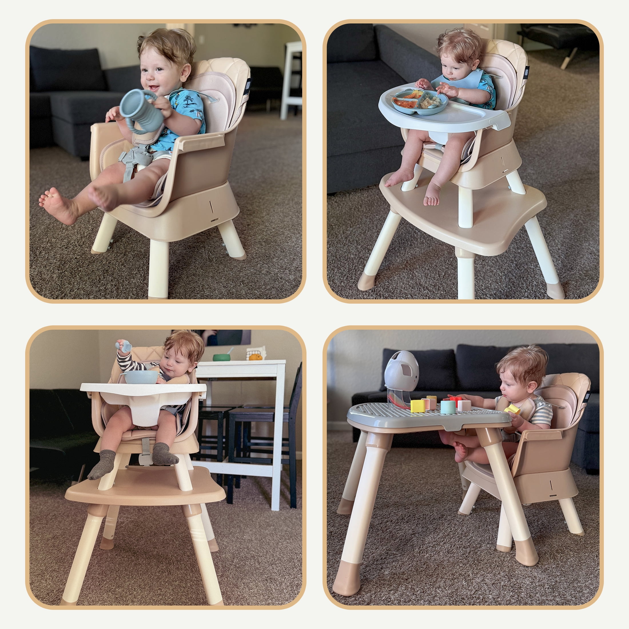 HARPPA 8 in 1 Baby High Chair, Convertible Highchair for Babies and Toddlers, Gray