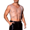 thumbnail image 5 of INSPIRE CHIC Men's V-Neck Sleeveless Party Shiny Mesh Rhinestone Tank Top M White, 5 of 6