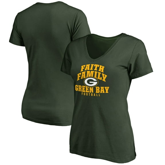 Women's Green Green Bay Packers Faith Family T-Shirt