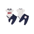 thumbnail image 2 of xiaxaixu Ensemble 2 Pcs pour Bébés Garçons, Body à Manches Courtes à Rayures avec Pantalon de Baseball Tenue d'Été, 2 of 9