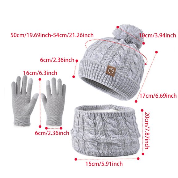 GXWEA Kids Winter Hat Hat And Gloves For Boys Kids Winter Hat Gloves Scarf Set Girls, Children Beanies Hats With Pom Pom Warm For Girls Boys 4-10 Years 4PCS