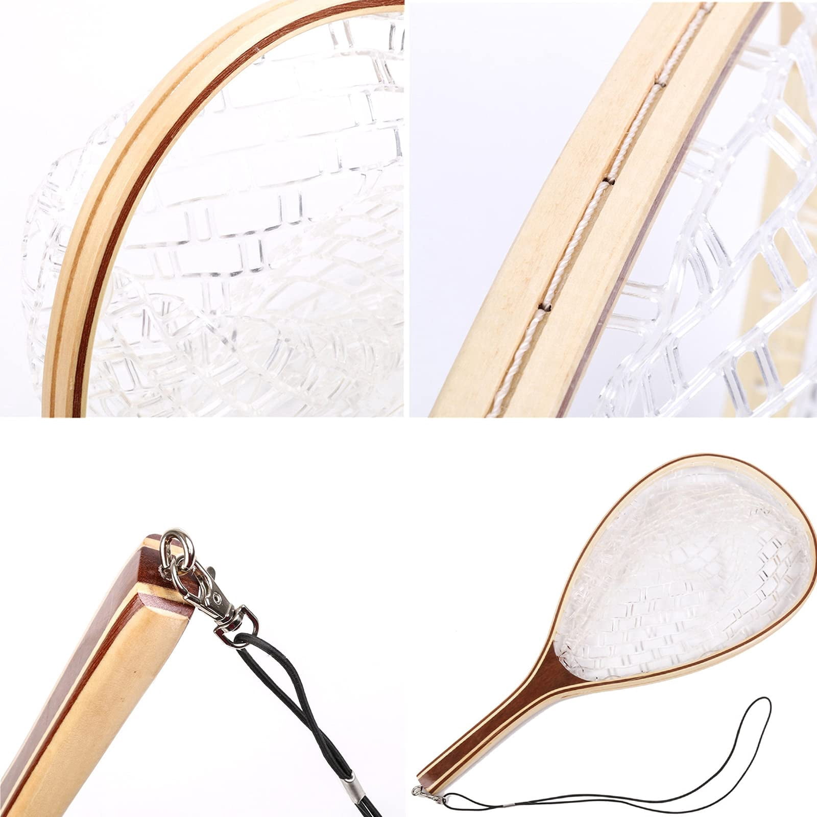 Fly Fishing Landing Net with Wooden Handle Frame,Trout Bass Rubber Catch and Release Fish Net,Gift for Anglers & Fly Fishing Enthusiasts