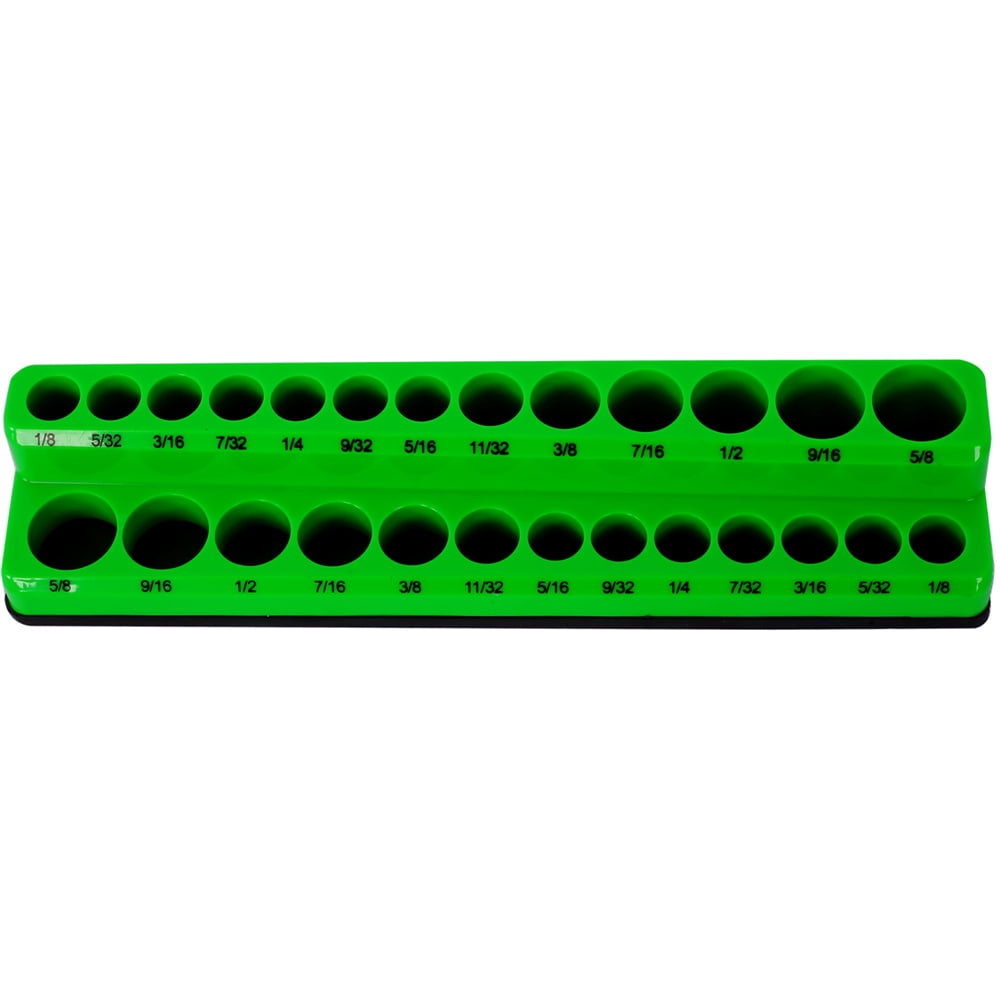 3 Piece Magnetic Socket Organizer Set, 1/2", 1/4" and 3/8" Socket Holder Kit, Attaches to Steel Box / Tool