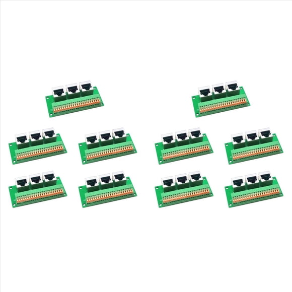 10X Placa de Conexión Hembra RJ45, Terminal de Resorte Rápido Sin Soldadura RJ45 A 8 Pines, Conector Hembra RJ45 de Vías con Placa PCB