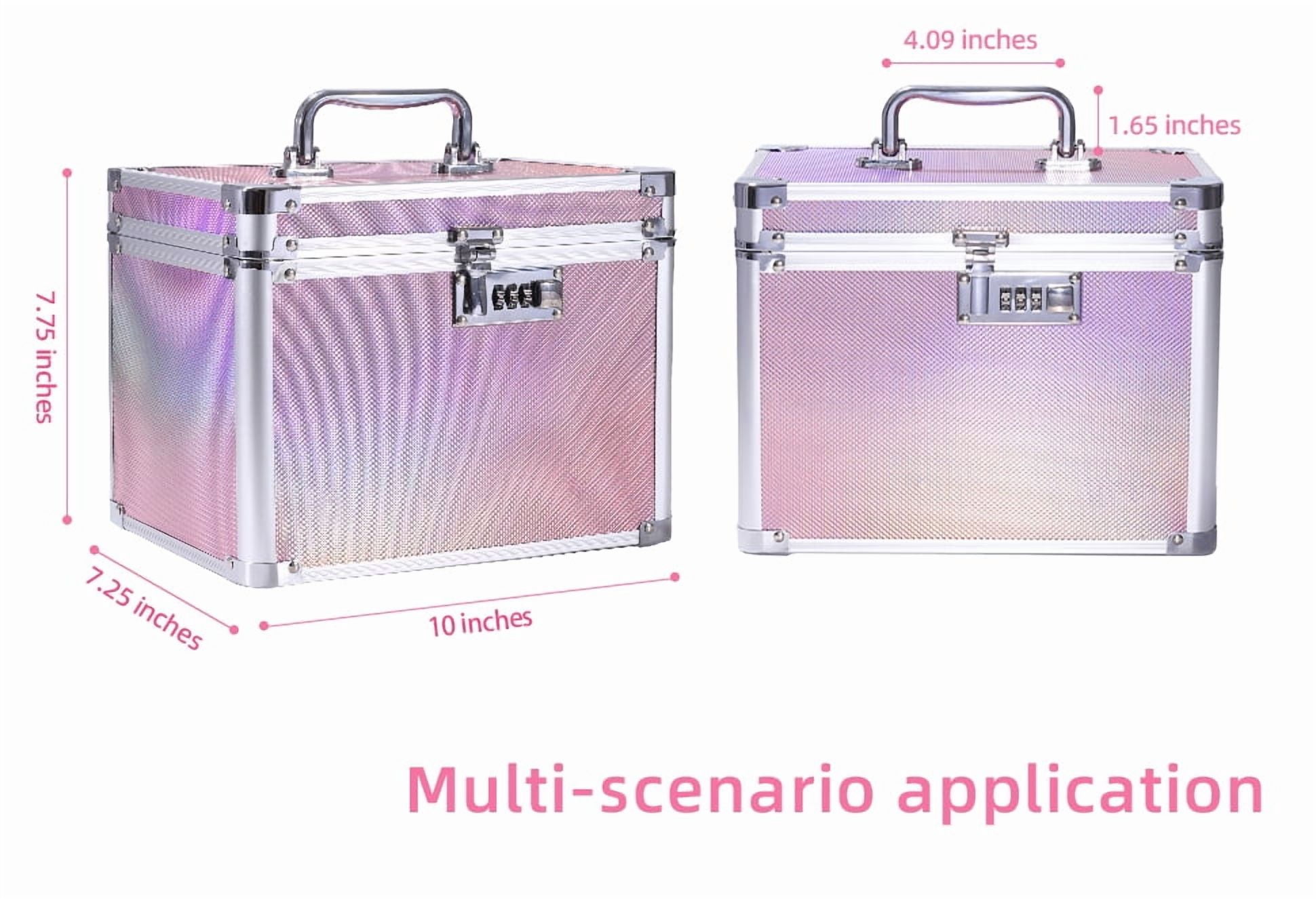 Trotianingyu Combination Lock Boxes Security Portable Medicine Storage Box for Documents,Money,Valuables Colorful Aurora