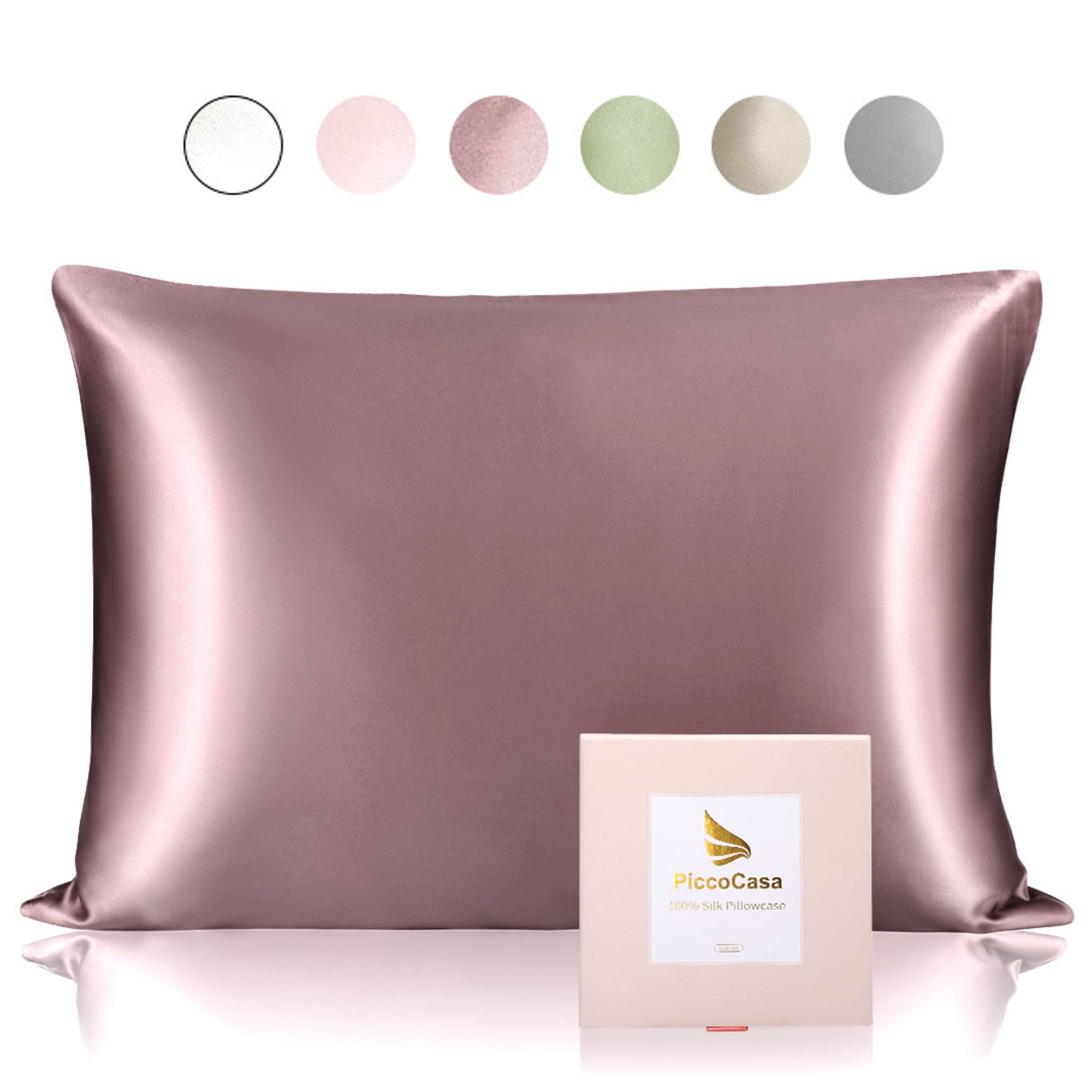 PiccoCasa 100 Pure Silk Pillowcase for Hair and Skin 25 Momme Breathable Pure Silk Pillow Cases