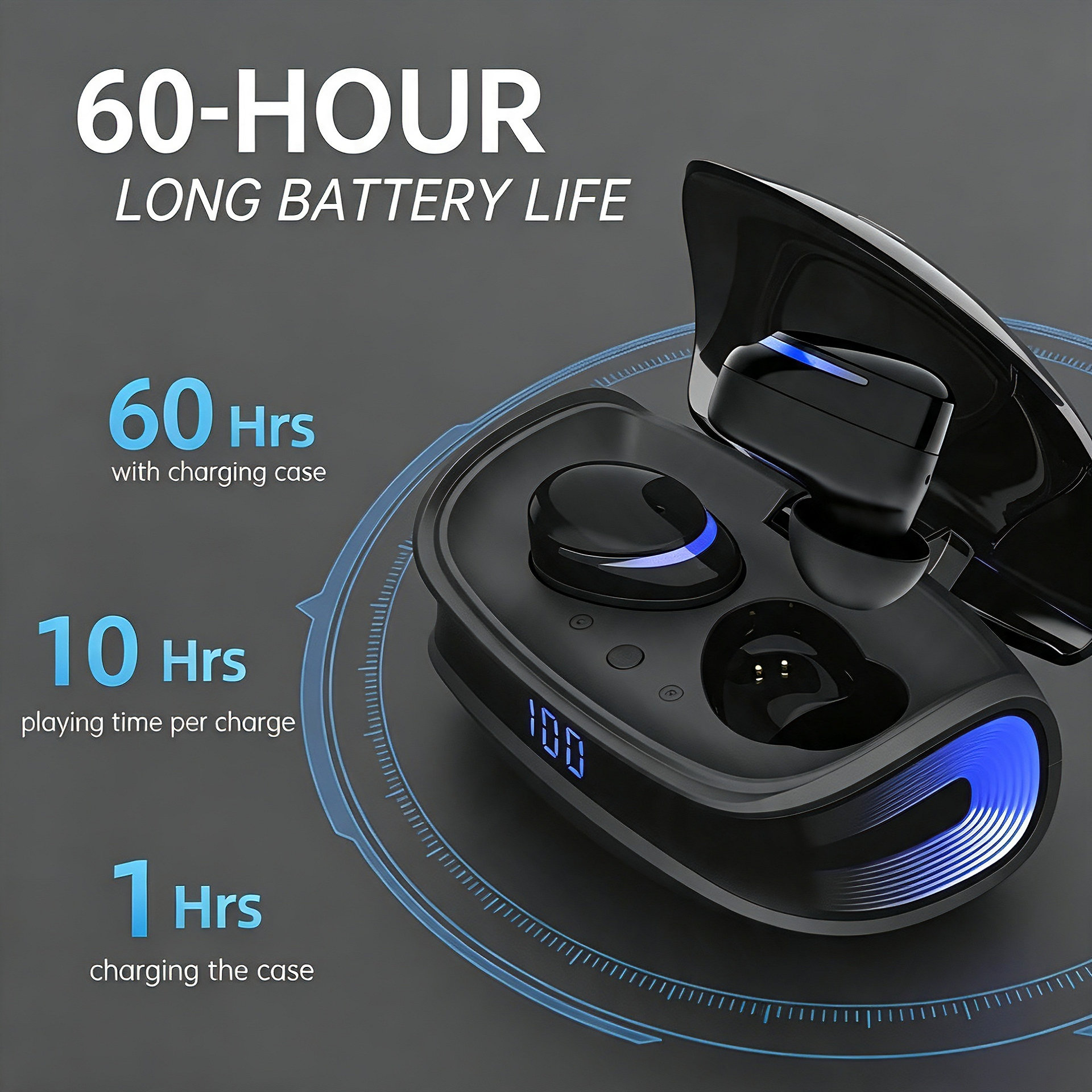 Cshidworld Wireless Earbuds, Noise Cancelling, 60H Playtime, IPX8 photo 2