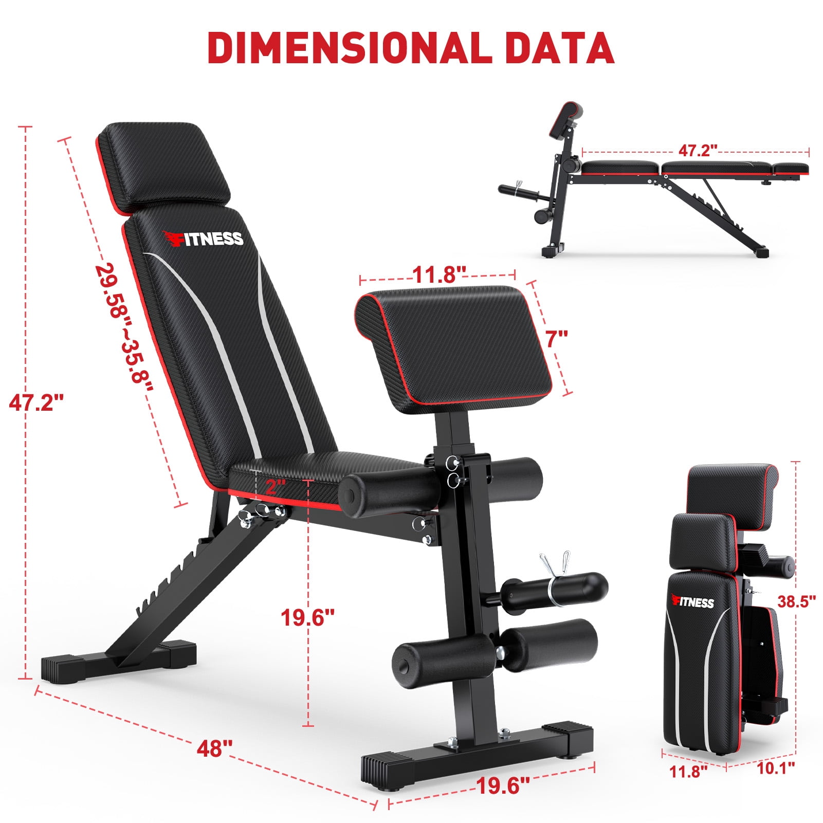 Wostoo Foldable 7 Positions Adjustable Weight Bench Workout Bench Olympic Bench Press  for Home Gym,Holds up to 800lbs