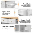 thumbnail image 5 of Finnhomy 53.2'' Large Rolling Kitchen Island with Drop Leaf, Thicken Rubber Wood Top, Spice Rack, Towel Rack, Storage Cabinet and Drawers, 5 of 7