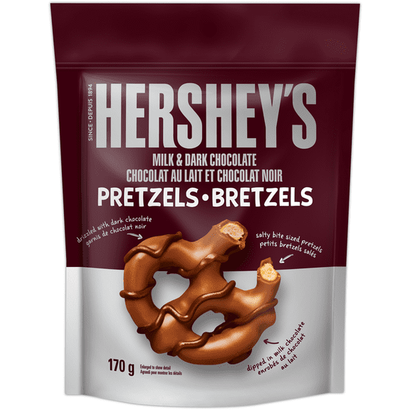 Hershey's Milk & Dark Chocolate Pretzels, 170g/6 oz. Bag {Imported from Canada}