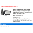 thumbnail image 2 of Right Passenger Side Mirror (Power Mirror, Heated, Turn Signal, Puddle Light, Black Textured) - Compatible with 2009 - 2011 Ford F-150 2010, 2 of 3
