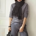 thumbnail image 3 of CYSFASHION Shawl Wraps for Women Scarves Autumn And Winter With A Versatile Like Feel Tassels Style Warm Suitable As Neck Warmer Black Scarf, 3 of 4