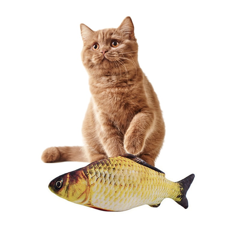 3 Size Pet Cat Kitten Chewing Fish Stuffed Mint Catnip Simulation Play Plush Toy 