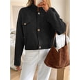 thumbnail image 5 of Cardigan for Women Trendy Button Up Sweater Jackets Mock Neck Long Sleeve Loose Fit Chunky Knit Outwear Coats Black L, 5 of 8