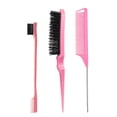 thumbnail image 2 of Professional Hair Coloring and Styling Comb Set with Highlight Brush, Eyebrow Brush, Pointed Tail Comb for Highlighting, Teasing, Parting and Eyebrow Grooming (3-Piece Set), 2 of 9