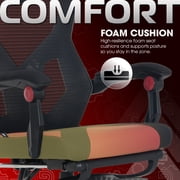 Gamer Gear Gaming Office Chair with Extendable Leg Rest, Red/Black Fabric Upholstery