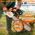 thumbnail image 2 of 58CC 2-Stroke Gas Chain Saw for Home & Farm, 20 & 18 Inch Gas Powered Chainsaw, Powerful Gasoline Chain Saw with Quick-Start System, Professional Gas Chainsaw for Cutting Wood Tree Trimming, 2 of 9