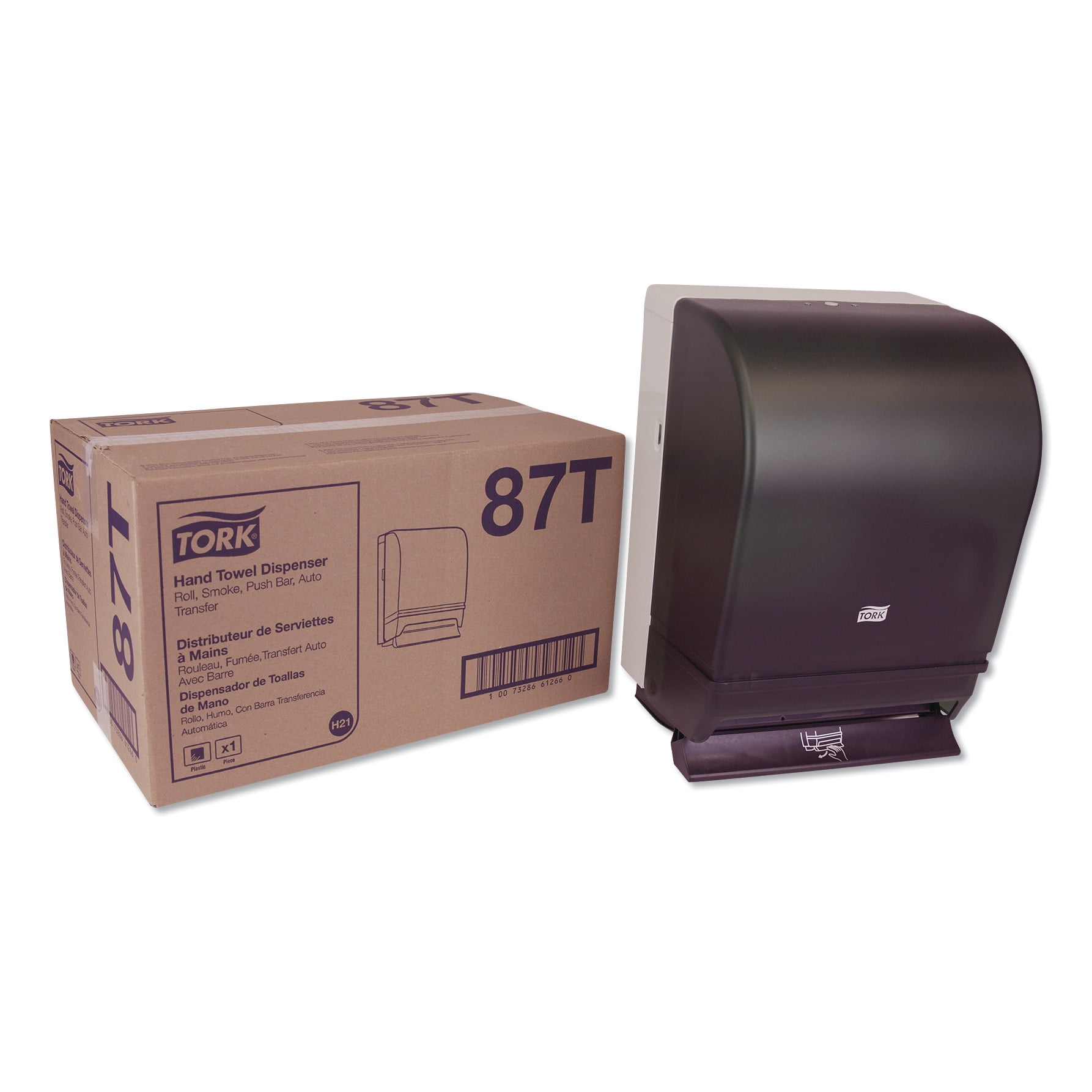 Tork Hand Towel Roll Dispenser Push Bar, 10.5" x 8.75" x 15.75", Smoke