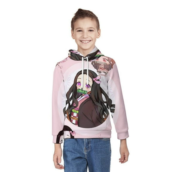 Kamado Nezuko Youth Hoodies Boys Girls 3D Printed Sweatshirt Fall Winter Clothes Long Sleeves Pullover Sweater S