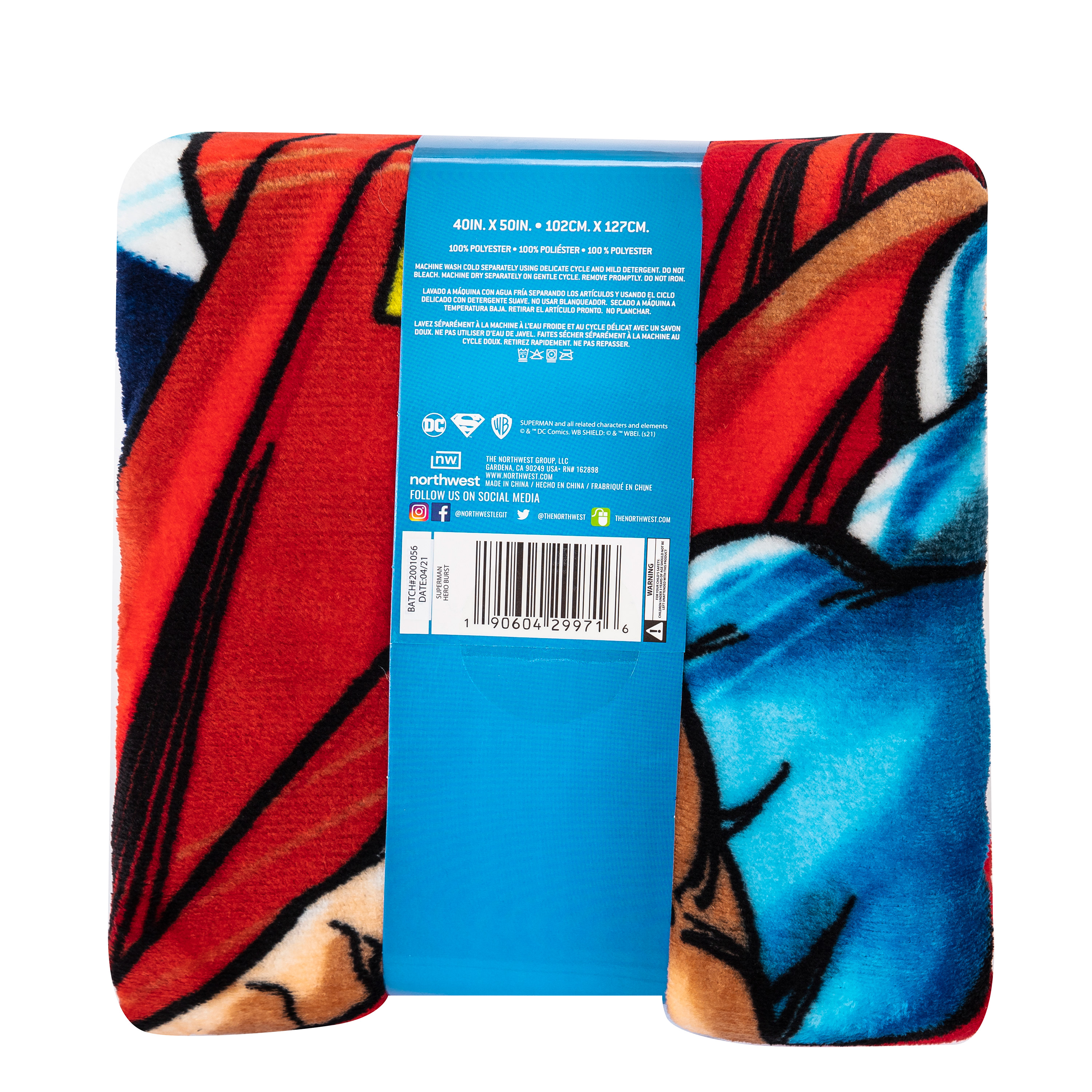 Superman Hero Burst Silk Touch Throw Blanket