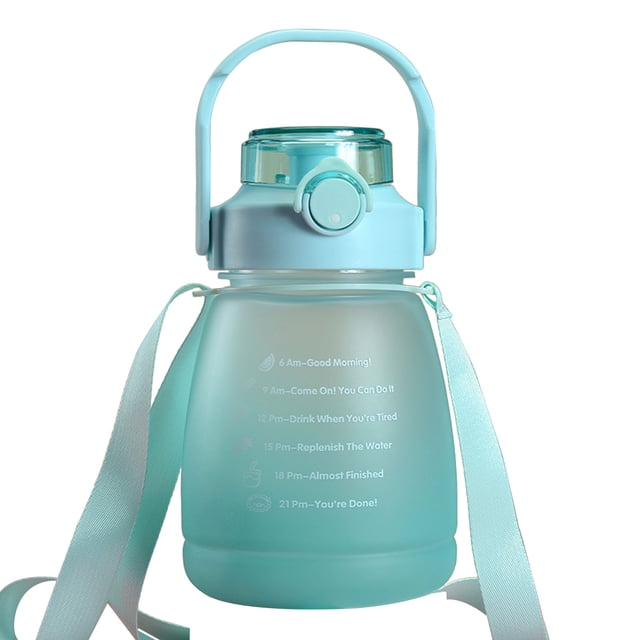 1300ml Pajita Big Belly Cup Color Degradado Plástico Cute Sports Kettle (Verde)