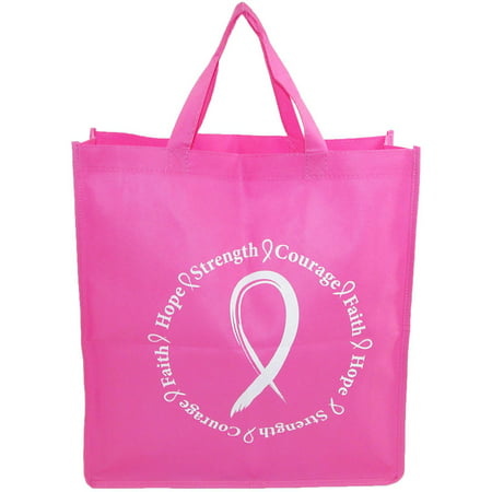 Size one size Women's Pink Ribbon Breast Cancer Awareness Durable Tote (Best Durable Tote Bags)