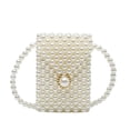 thumbnail image 1 of LNGOOR Hand-Woven Pearl Bags Lady Beaded Shoulder Bag Handbag Flap Bag Mini Crossbody Bag #Triangle, 1 of 9