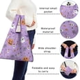 thumbnail image 5 of 5 Pack Foldable Shopping Bag,Purple Halloween Pattern Reusable Grocery Bags with Pockets,Large Reusable Tote Bags with Handles Waterproof & Lightweight, 5 of 6