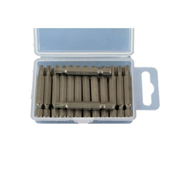TEMO 25 pc T25H Tamper Proof Security Torx 6 point 2 Inch (50 mm) Screwdriver Insert Bits