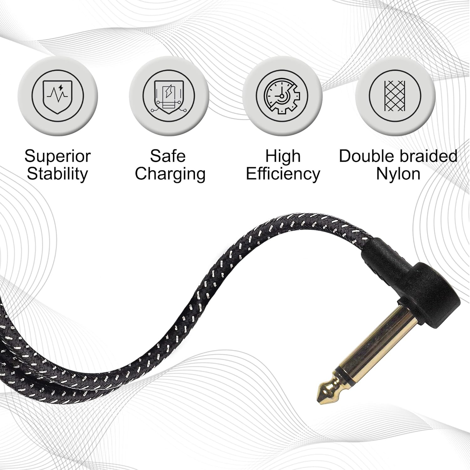 HQRP 6-Pack 1/4 Inch TS Instrument Cable Bass AMP Cord, 6 in Effect Pedal Cable for Electric, Bass Guitar, Electric Mandolin, Pro Audio, Right Angle to Right Angle, 6.35mm Male Jack Stereo Audio Cord