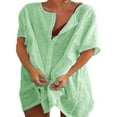 thumbnail image 1 of Robe Décontractée Ample Grande Taille pour Femmes Manches Courtes Boutons Robe Chemise de Plage, 1 of 2