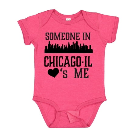 

Inktastic Chicago Illinois Someone Loves Me Skyline Gift Baby Boy or Baby Girl Bodysuit