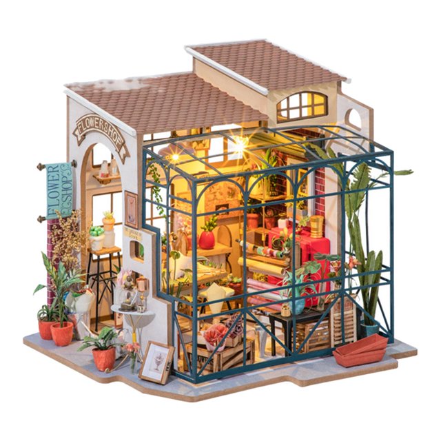 de en miniatura de bricolaje con música y muebles Modelo de rompecabezas 3D ños adultos Juguetes artesanales Tienda Hugo casa de muñecas en miniatura